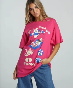 New Girl Order BEACH BUNNY PINK SHIRT NEW IN