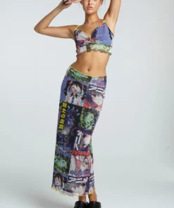 New Girl Order ANIME MESH MAXI SKIRT NEW IN