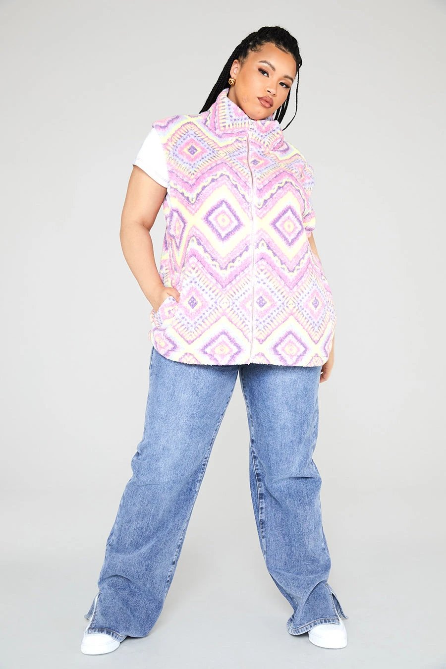 New Girl Order Sleeveless Aztec Borg Curve Tops 3 New Girl Order Sleeveless Aztec Borg Curve Tops