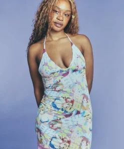 New Girl Order NEW IN LACE TRIM V NECK ANIME DRESS