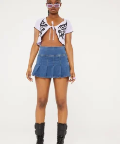 New Girl Order TATTOO BUTTERFLY TIE FRONT TOP