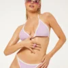New Girl Order Tops LILAC TOWELLING CROP BIKINI TOP