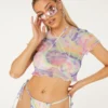 New Girl Order TIE DYE MESH CROP TOP Tops