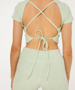 New Girl Order TOWELLING BACKLESS CROP TOP Swimwear 6 New Girl Order TOWELLING BACKLESS CROP TOP Swimwear