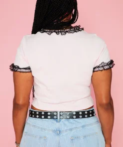 New Girl Order HELLO KITTY LACE DETAILED TEE CURVE Tops