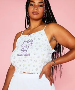 New Girl Order HELLO KITTY DITSY CROP CAMI CURVE Tops