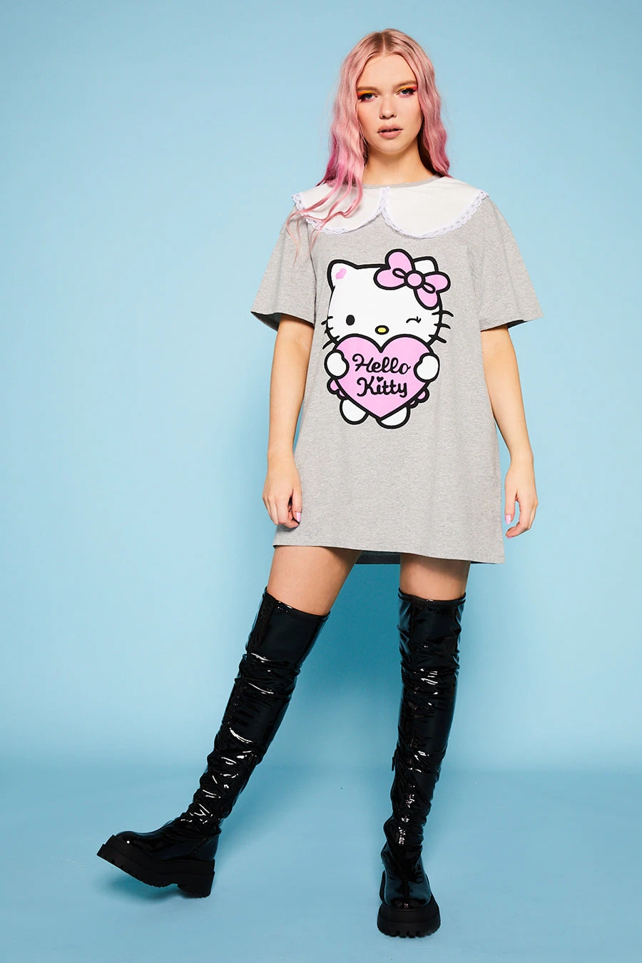 New Girl Order Tops Hello Kitty Collar T-shirt Dress 2 New Girl Order Tops Hello Kitty Collar T-shirt Dress