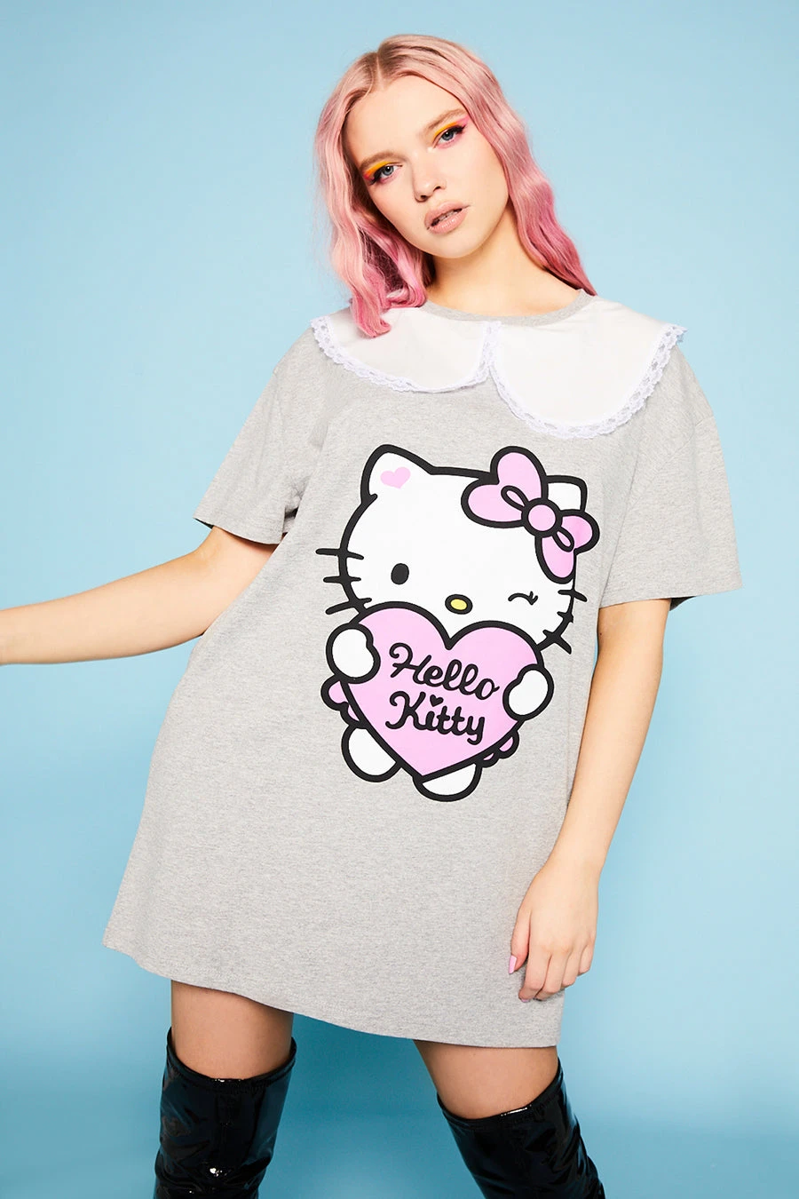 New Girl Order Tops Hello Kitty Collar T-shirt Dress 1 New Girl Order Tops Hello Kitty Collar T-shirt Dress