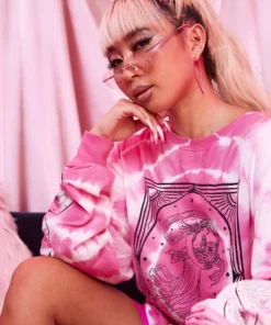 New Girl Order Opera Lady Tie Dye Long Sleeve Tee Pink Tops