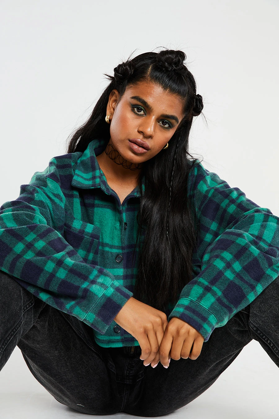 New Girl Order Check Fleece Crop Shirt 6 New Girl Order Check Fleece Crop Shirt