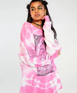 New Girl Order Opera Lady Tie Dye Long Sleeve Tee Pink Tops