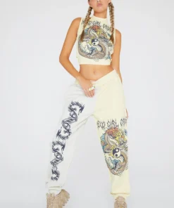 New Girl Order Yin Yang Dragon Panel Joggers