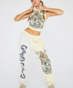 New Girl Order Yin Yang Dragon Panel Joggers