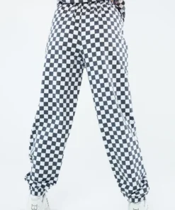 New Girl Order WHITE CHECKERBOARD TROUSERS