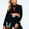 New Girl Order BUTTERFLY LONG SLEEVE CROP TOP Tops
