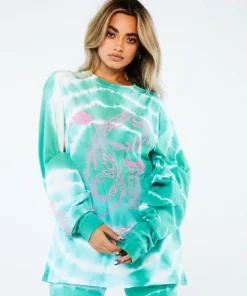 New Girl Order Tops Tattoo Dragon Tie Dye Long Sleeve Top