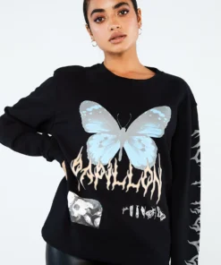 New Girl Order PAPILLON METAL SWEATSHIRT Tops 8 New Girl Order PAPILLON METAL SWEATSHIRT Tops