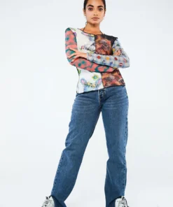 New Girl Order SPLICED PATCHWORK MESH TOP Tops