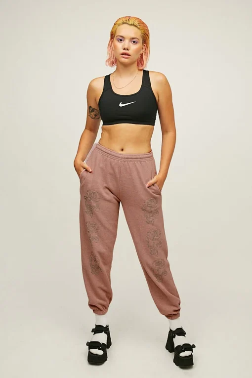 New Girl Order Glitter Rose Joggers Tops