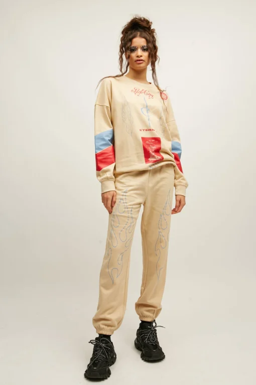 New Girl Order Outline Flame Joggers