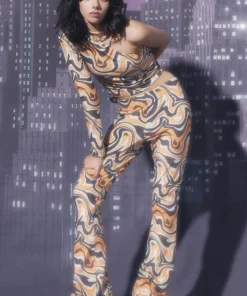 New Girl Order Tops ASYMMETRIC TRIPPY VELOUR TOP