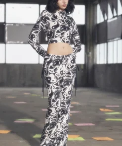 New Girl Order Tops YIN YANG VELOUR OPEN BACK TOP