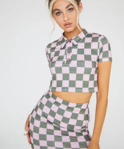 New Girl Order Tops RIB CHECKERBOARD MINI SKIRT