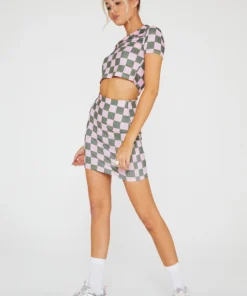 New Girl Order Tops RIB CHECKERBOARD MINI SKIRT