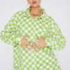 New Girl Order Checkerboard Fleece Shirt Tops