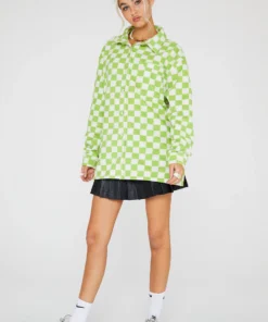 New Girl Order Checkerboard Fleece Shirt Tops