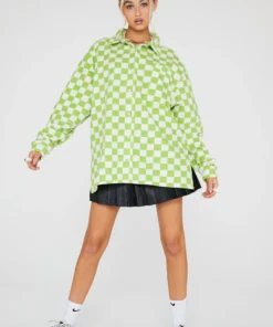 New Girl Order Checkerboard Fleece Shirt Tops