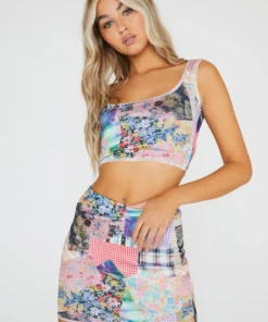 New Girl Order Tops COTTAGE MIXED PRINT MINI SKIRT